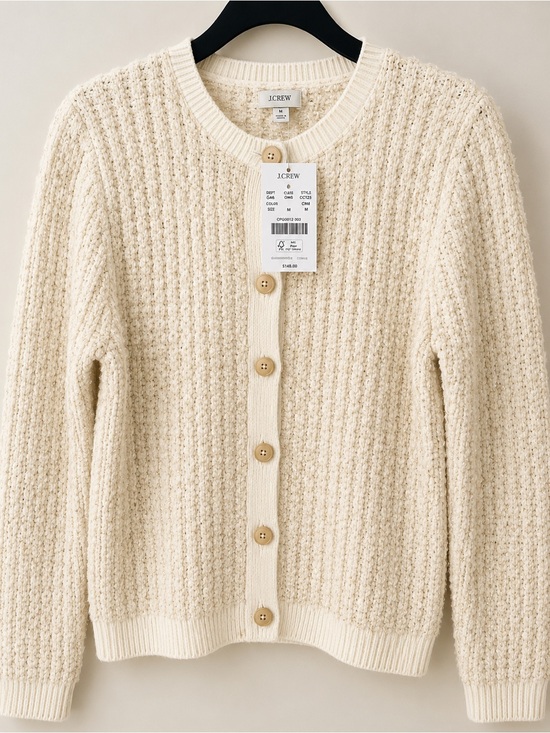 J. Crew Sweaters - J.Crew NWT Metallic Gold Shimmer Waffle Knit Cardigan Sweater Ivory Size M